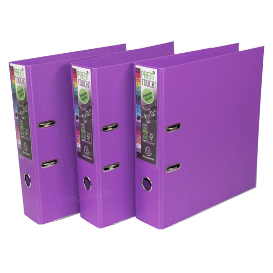 Set of 3 Premium Lever Arch Files A4 80mm with Purple Colour