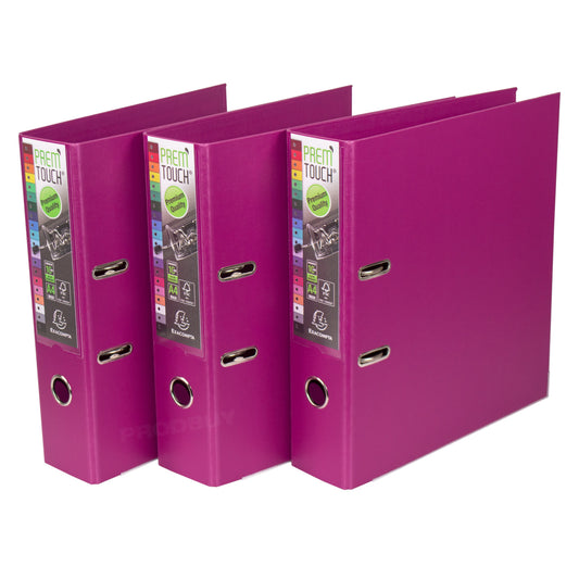 Set of 3 Premium Lever Arch Files A4 80mm with Fuchsia Pink Colour