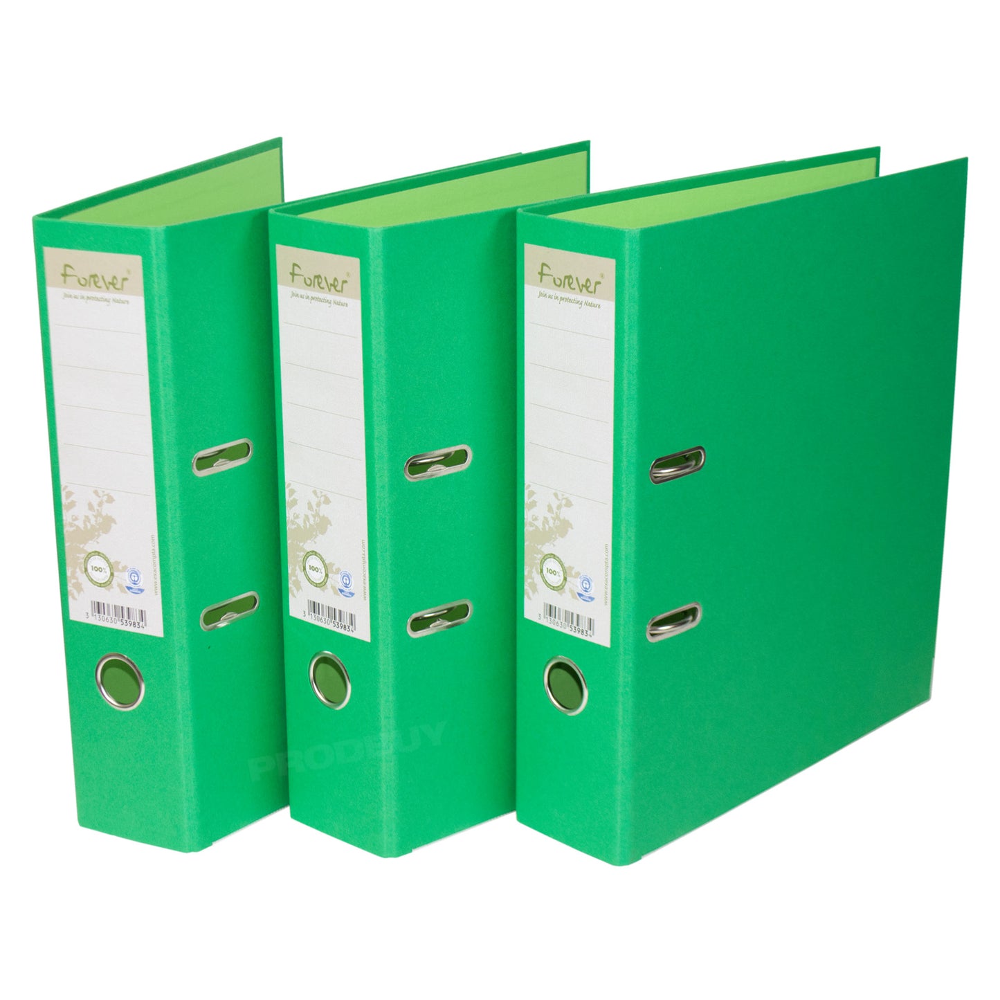 Set of 3 Eco-Friendly Lever Arch Files A4 80mm with Green Colour