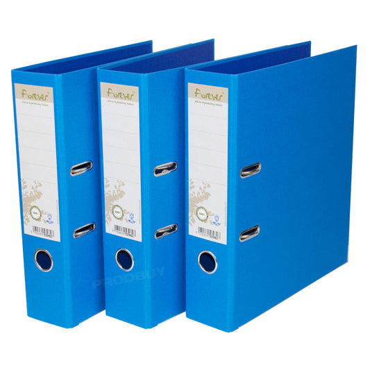 Set of 3 Eco-Friendly Lever Arch Files A4 80mm with Blue Colour