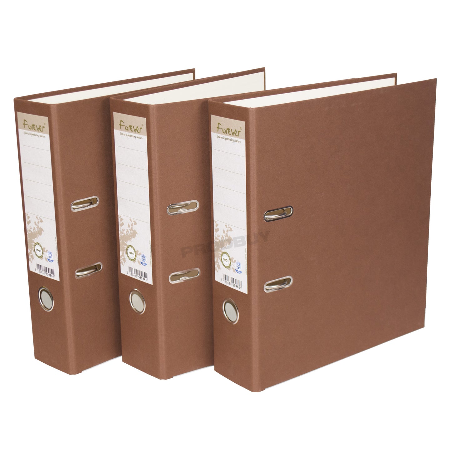 Set of 3 Eco-Friendly Lever Arch Files A4 80mm with Chocolate Brown Colour