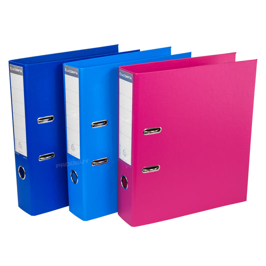 Set of 3 Colour Lever Arch Files A4 70mm PVC - Dark Blue / Blue / Raspberry Pink
