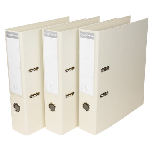 Set of 3 Lever Arch Files A4 70mm PVC with Sandy Cream Colour