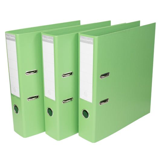 Set of 3 Lever Arch Files A4 70mm PVC with Lime Green Colour