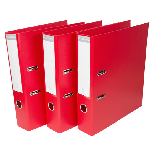 Set of 3 Lever Arch Files A4 70mm PVC with Red Colour