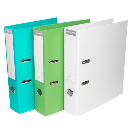 Set of 3 Colour Lever Arch Files A4 70mm PVC - Teal / Lime Green / Light Grey