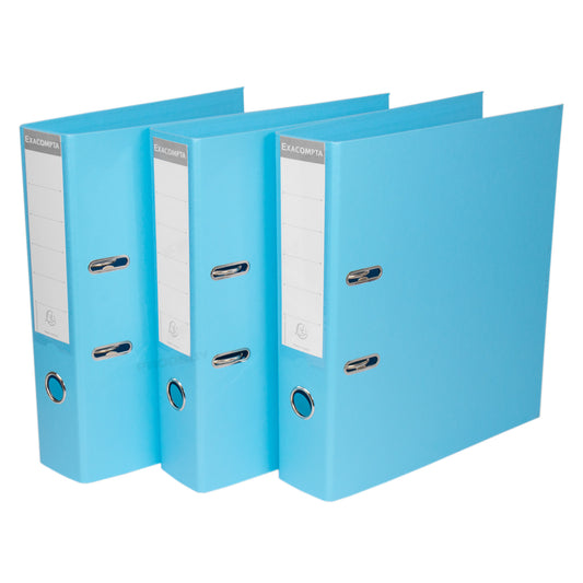 Set of 3 Lever Arch Files A4 70mm PVC with Light Blue Colour