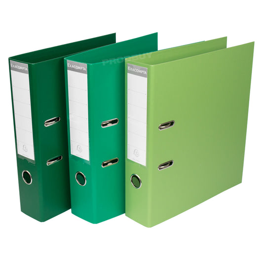 Set of 3 Colour Lever Arch Files A4 70mm PVC - Dark & Light Green Forest Shades