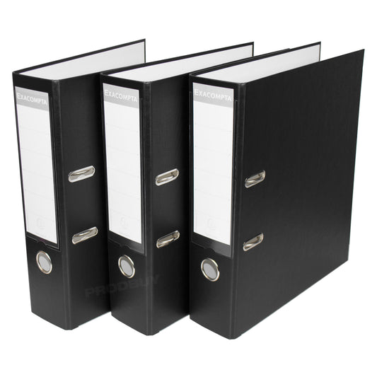 Set of 3 Lever Arch Files A4 Polypropylene 80mm with Black Colour