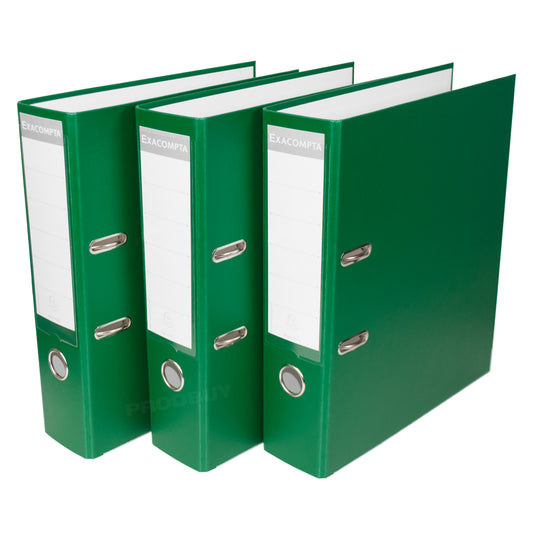 Set of 3 Lever Arch Files A4 Polypropylene 80mm with Green Colour