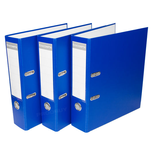 Set of 3 Lever Arch Files A4 Polypropylene 80mm with Blue Colour