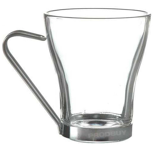 Set of 4 x 200ml Metal Handle Glass Coffee Mugs Tea Cups Hot Drinks Glasses