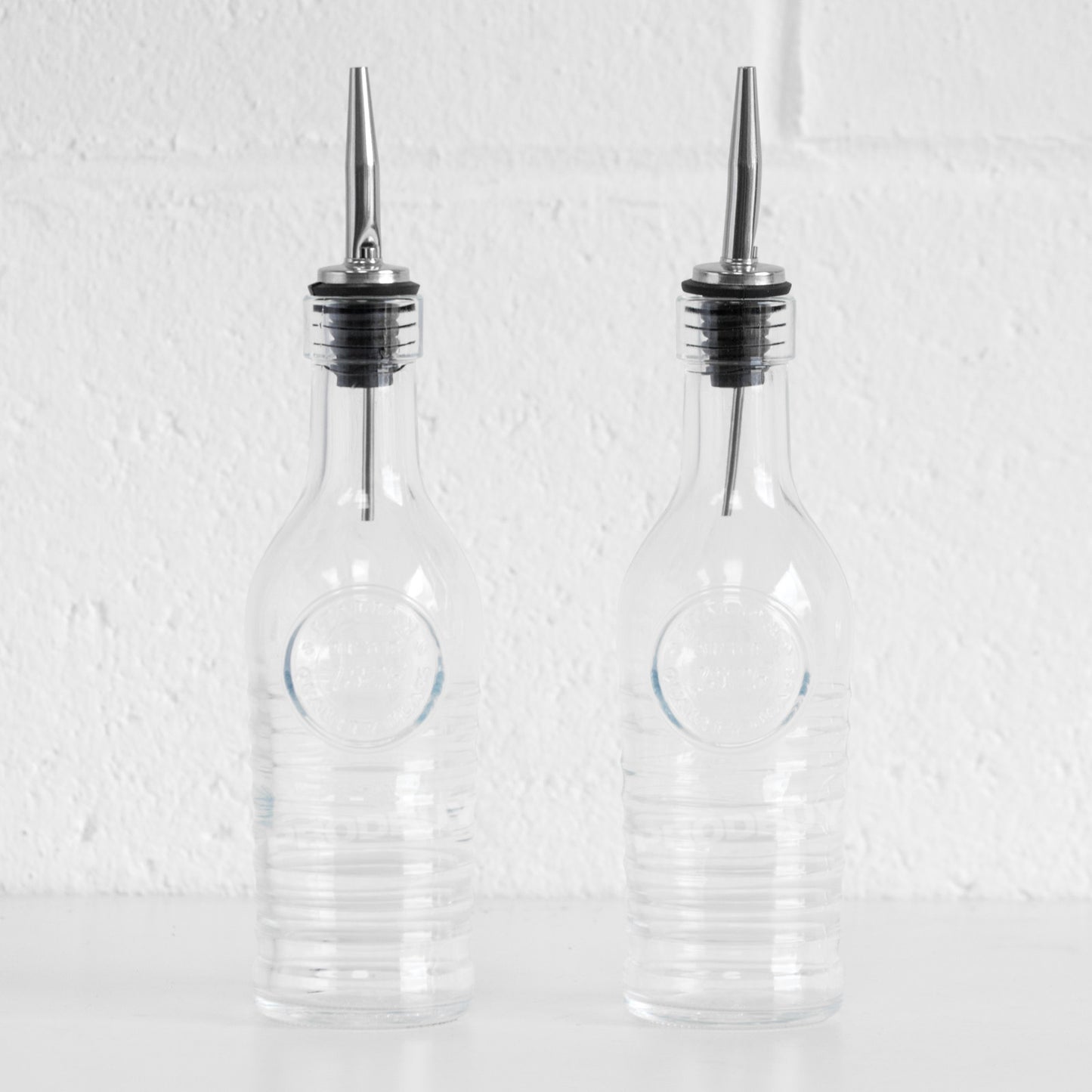 Set of 2 Glass Oil & Vinegar Pourer Bottles