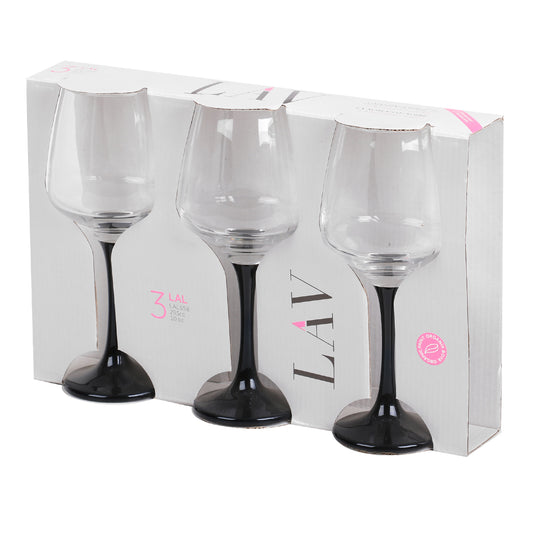 300ml Black Stem Wine Glasses