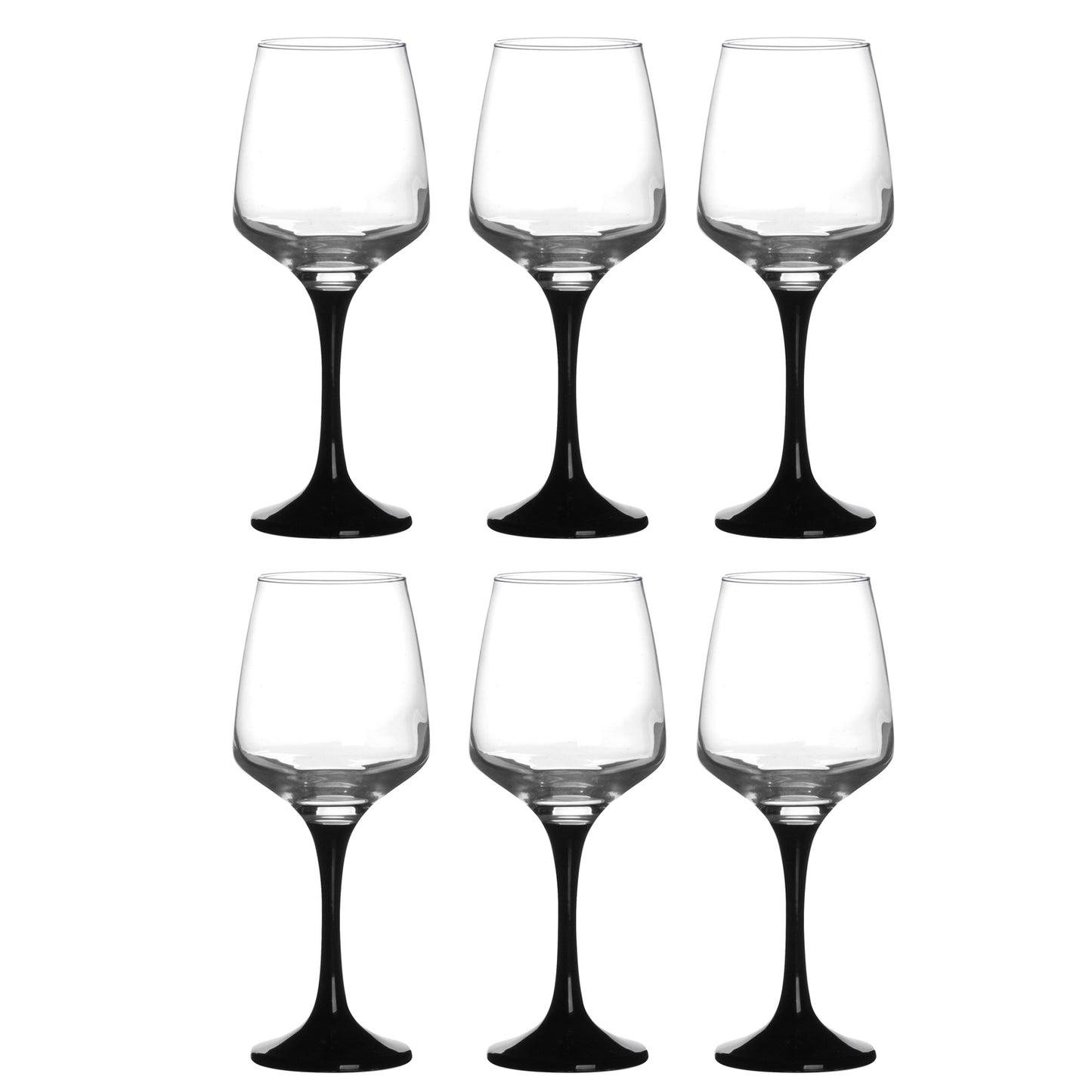 300ml Black Stem Wine Glasses