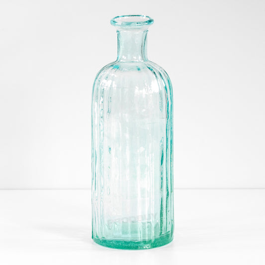 Recycled Ribbed Glass Bottle Vase 34.5cm Tall