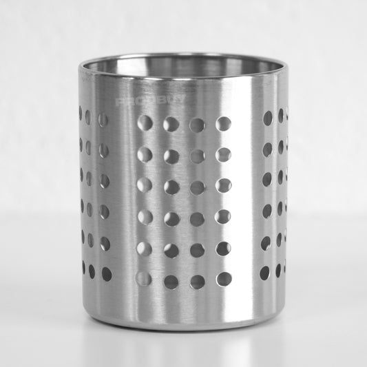 Brushed Stainless Steel Cutlery Utensil Pot