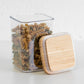 Set of 3 Stackable Plastic Square Storage Canisters Jars