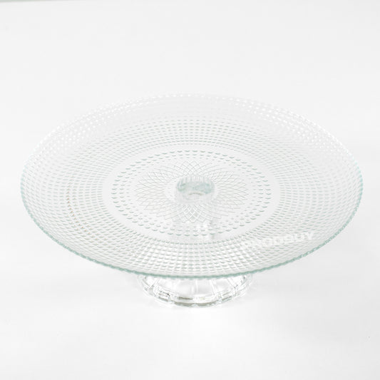 27cm Round Glass Cake Stand Serving Plate on Plinth