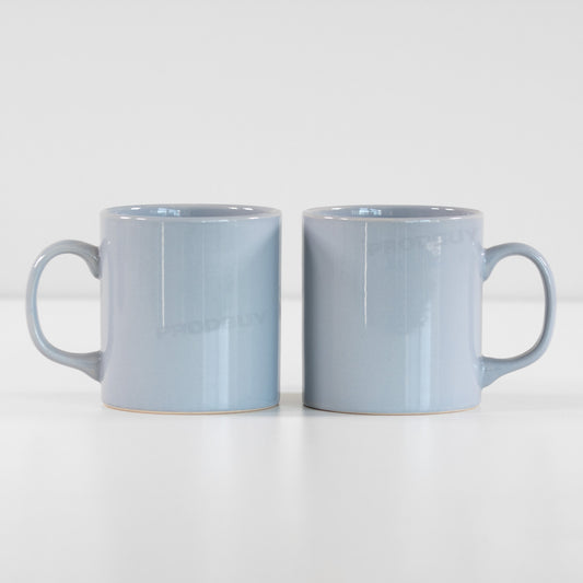 Set of 2 x 300ml Pale Grey Ceramic Mugs - Ideal for tea and coffee