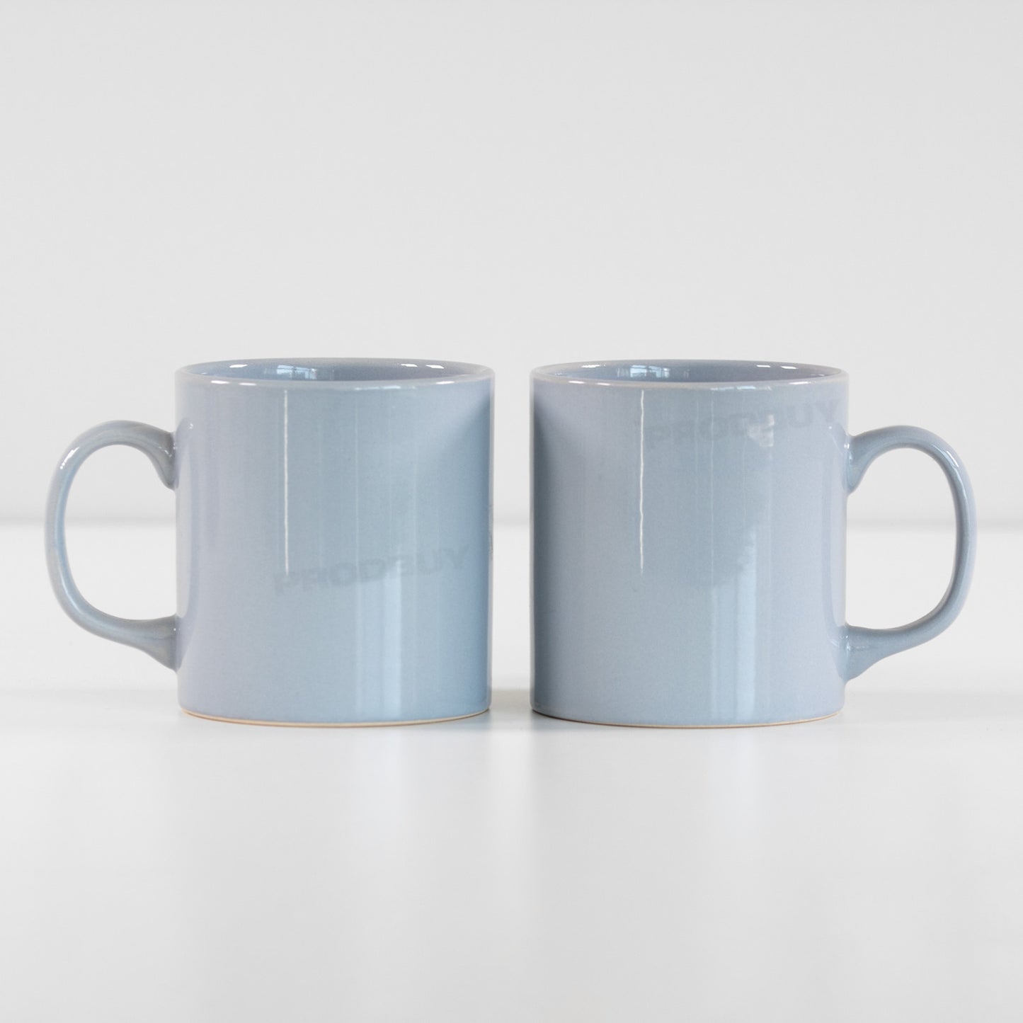 Set of 2 x 300ml Pale Grey Ceramic Mugs - Ideal for tea and coffee