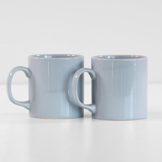 Set of 2 x 300ml Pale Grey Ceramic Mugs - Ideal for tea and coffee