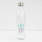 1 Litre Large H20 'French Text' Glass Water Drinks Bottle Screw on Lid