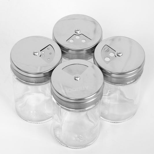 Set of 4 Mini 90ml Glass Spice & Herb Storage Jars