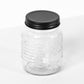 6 x 0.5 Litre Glass Preserve Storage Jars Black Screw Top Lids