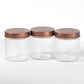 Set of 3 Glass Storage Jars 500ml with Copper Lids