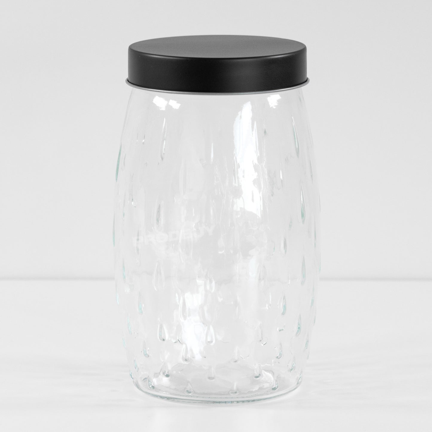 2 Litre Large Glass Storage Jar wiht a Black Screw on Lid