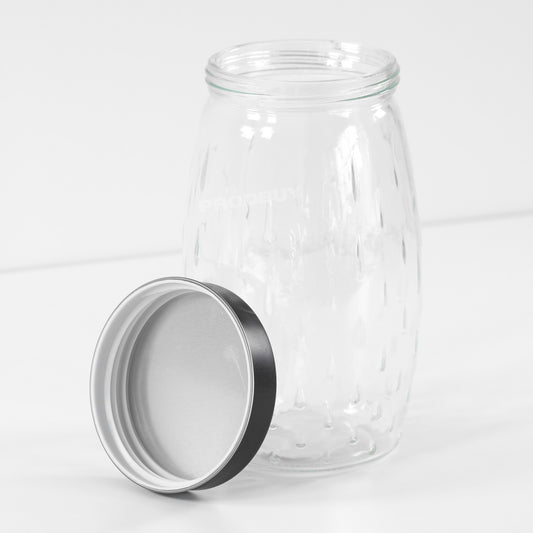 2 Litre Large Glass Storage Jar wiht a Black Screw on Lid