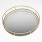 Gold Round Mirrored Glass Decorative Trays Plates Candle Perfume Vanity Holder