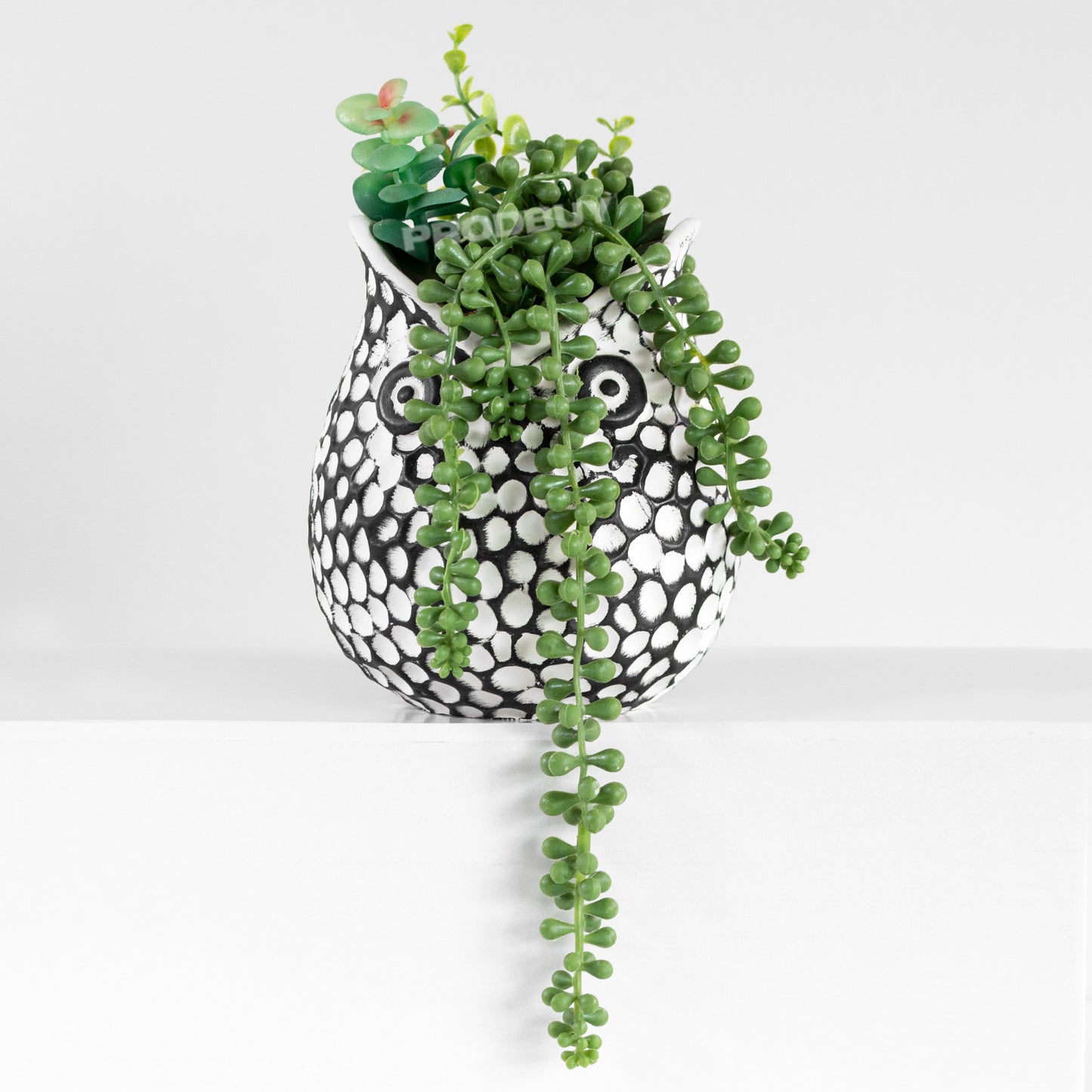 Owl Shaped Plant Pot with Artificial Houseplant Decoration