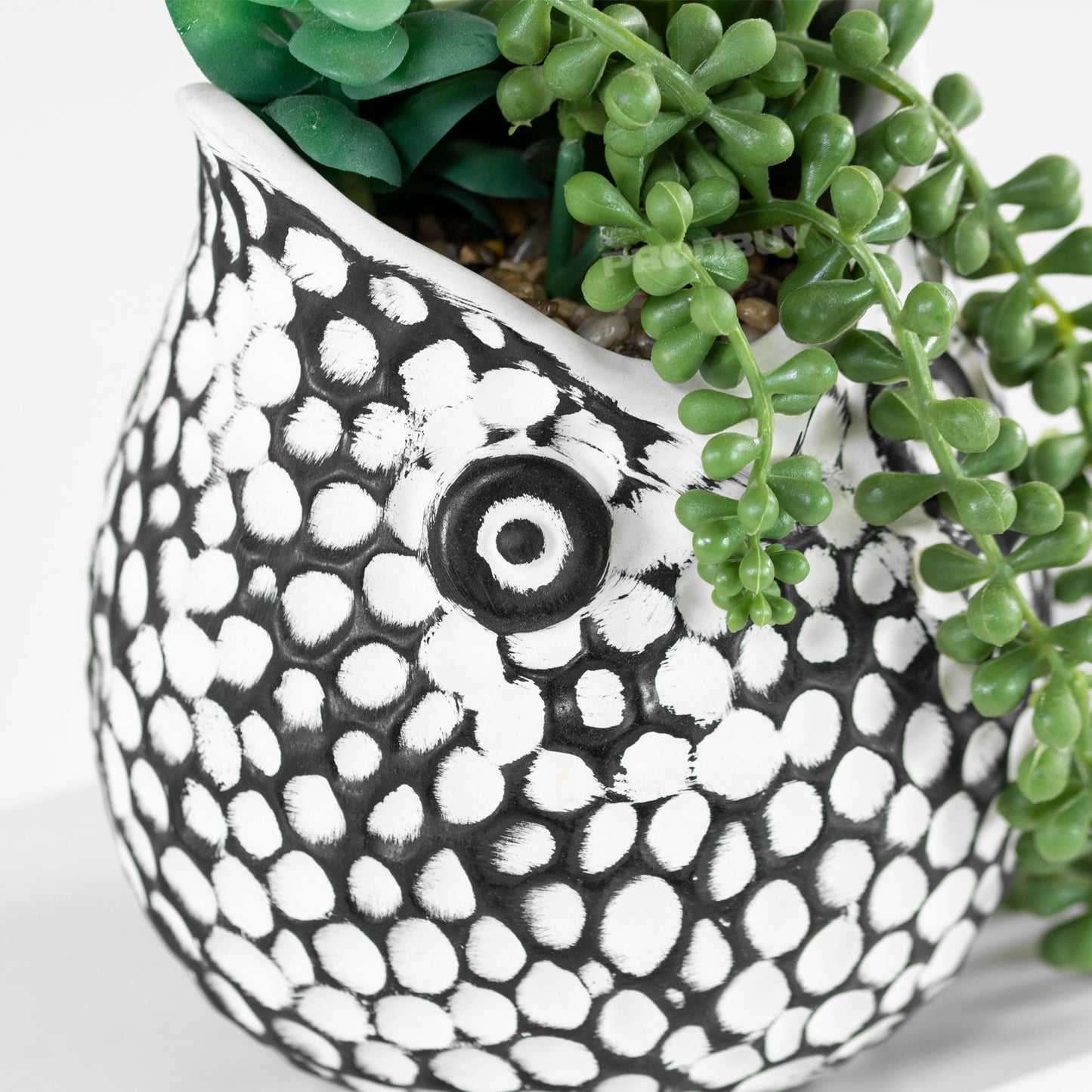 Owl Shaped Plant Pot with Artificial Houseplant Decoration