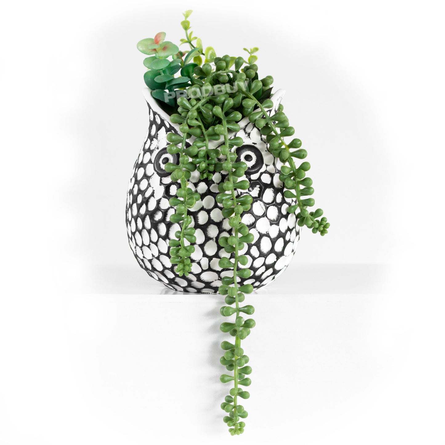 Owl Shaped Plant Pot with Artificial Houseplant Decoration