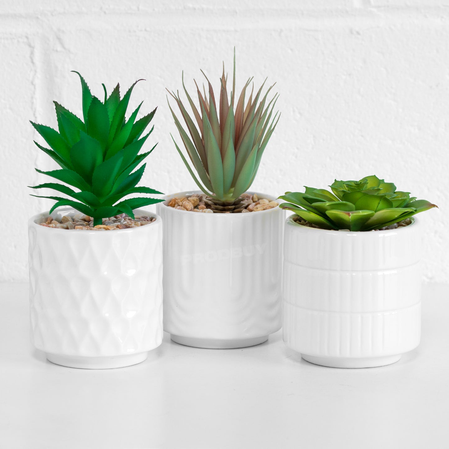 3 x Potted Indoor Artificial Succulent House Plants Plant Pot Home Decorations