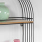 51cm Floating Black Metal Wire Wooden Shelves Wall Storage Unit