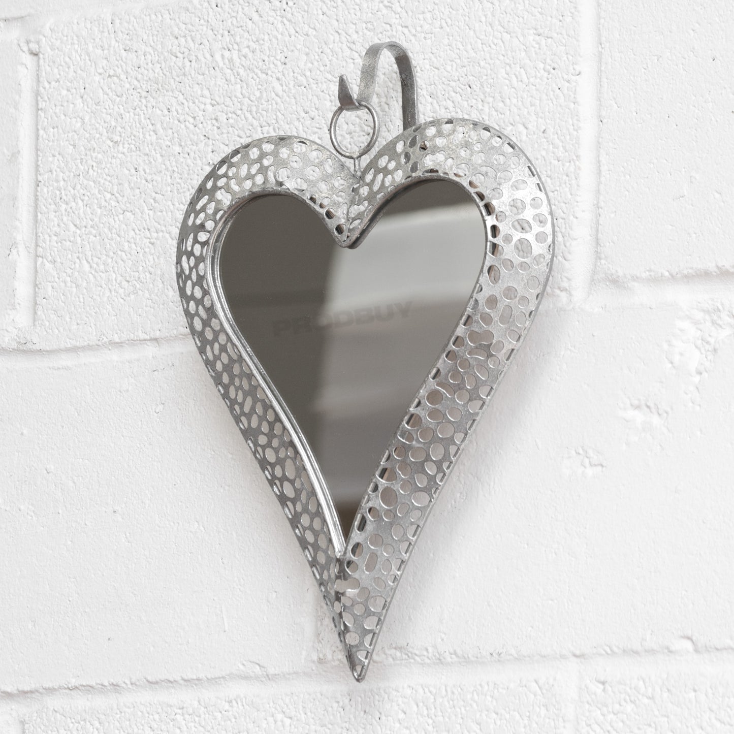 Silver Hanging Heart Wall Mirror Decoration