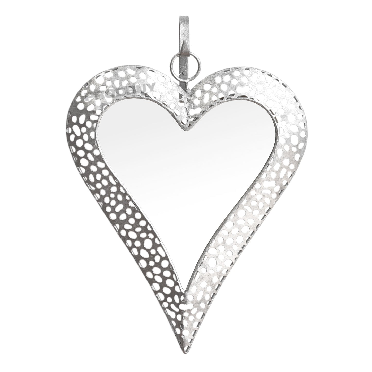 Silver Hanging Heart Wall Mirror Decoration