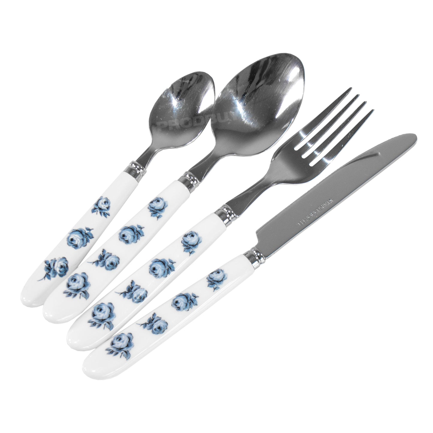 16 Piece Katie Alice Indigo Floral Cutlery Set - Stainless Steel with Plastic Handles