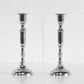 Set of 2 Silver Metal Tapered Candle Stick Holders