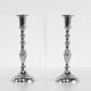 Set of 2 Silver Metal Tapered Candle Stick Holders