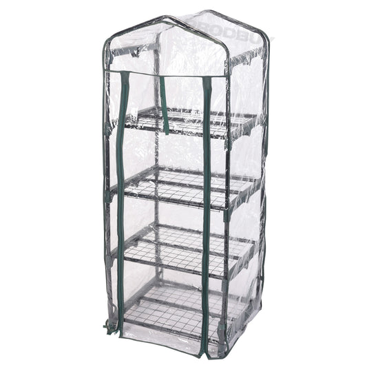 4 Tier Mini Greenhouse with Shelves Outdoor Garden PVC Plastic Cover Plant House