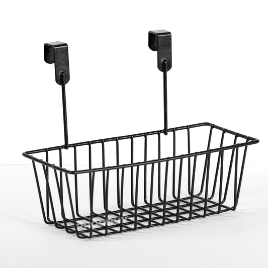 Pack of 3 Black Metal Over The Door Storage Baskets