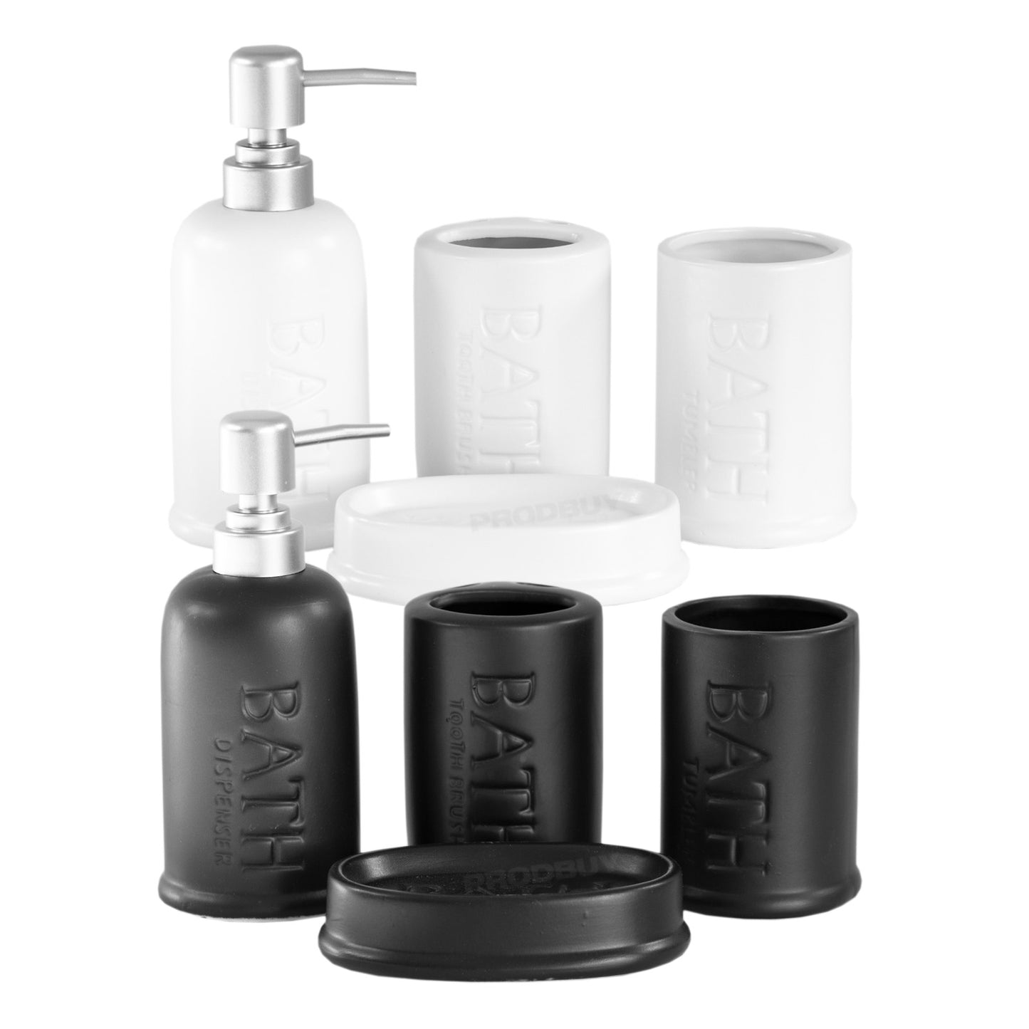 4 Piece Stoneware Bathroom Sink Accessories Set