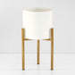 Set of 2 x off White Metal Plant Pot Covers with Metal Stands
