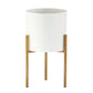 Set of 2 x off White Metal Plant Pot Covers with Metal Stands
