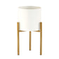 Set of 2 x off White Metal Plant Pot Covers with Metal Stands