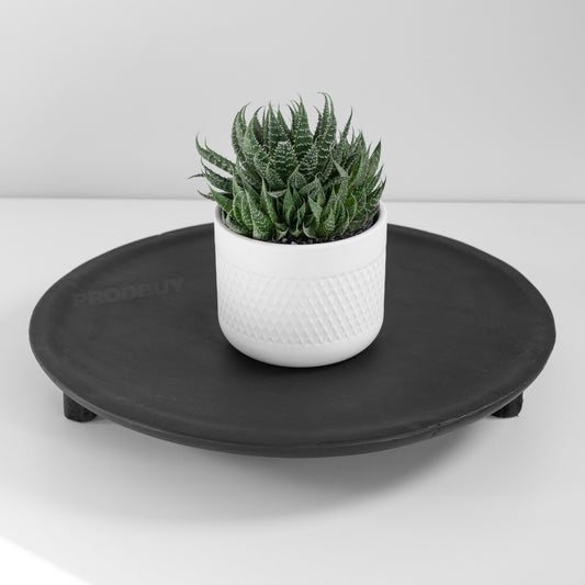 Round 38cm Black Wooden Plant Pot Stand